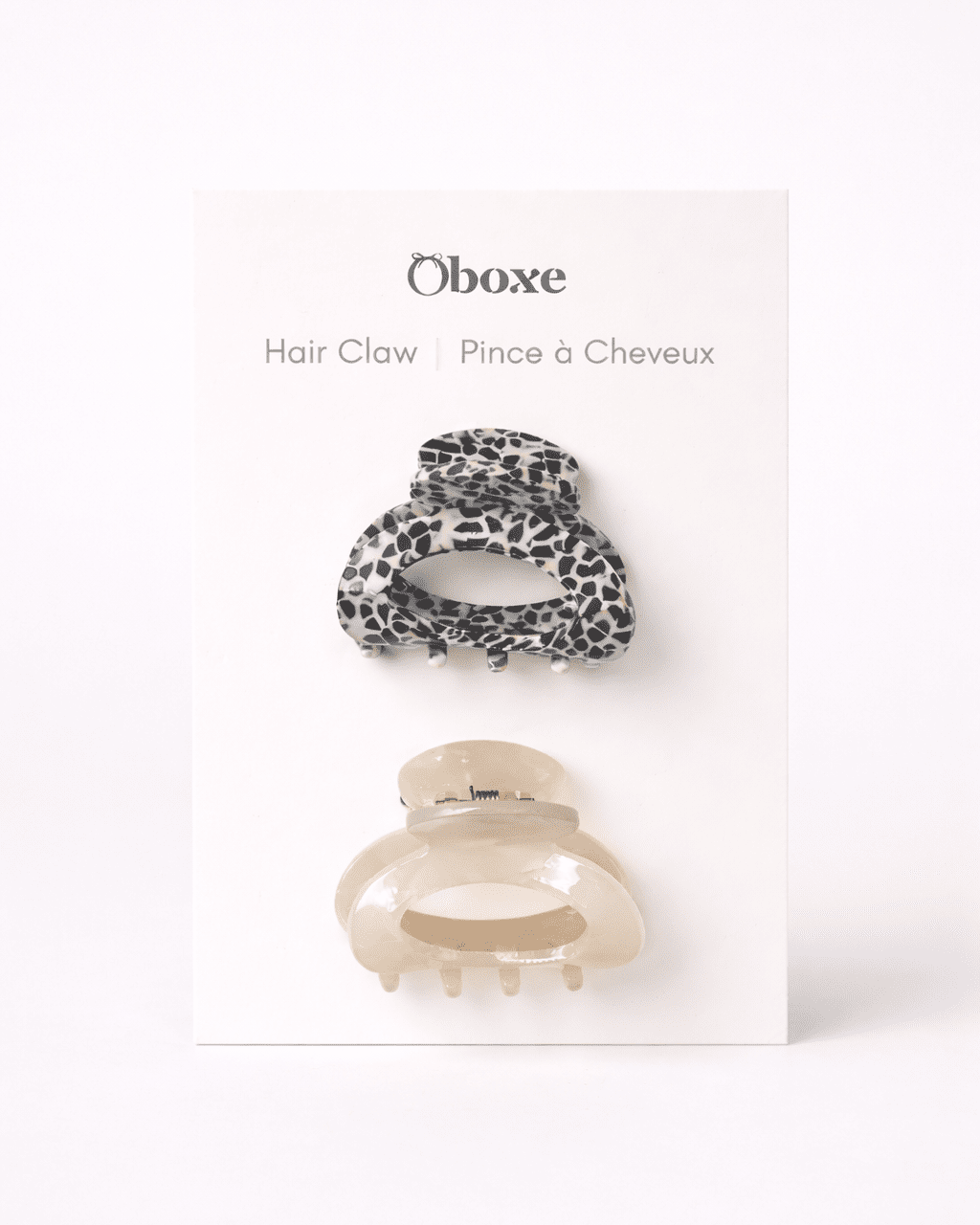 Pinces à Cheveux – Blanc Nacré & Motif Tacheté - Oboxe