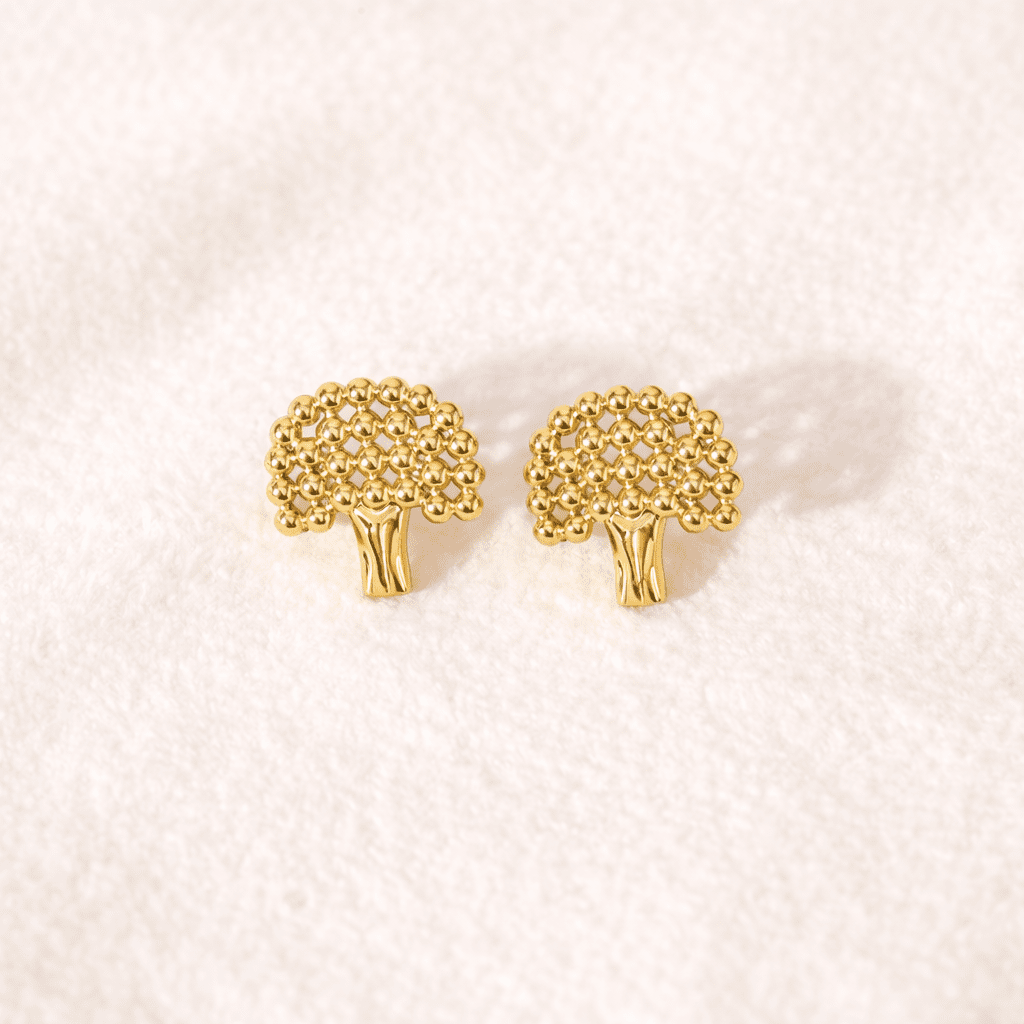 Boucles d’Oreilles Arbre – Dorées - Oboxe
