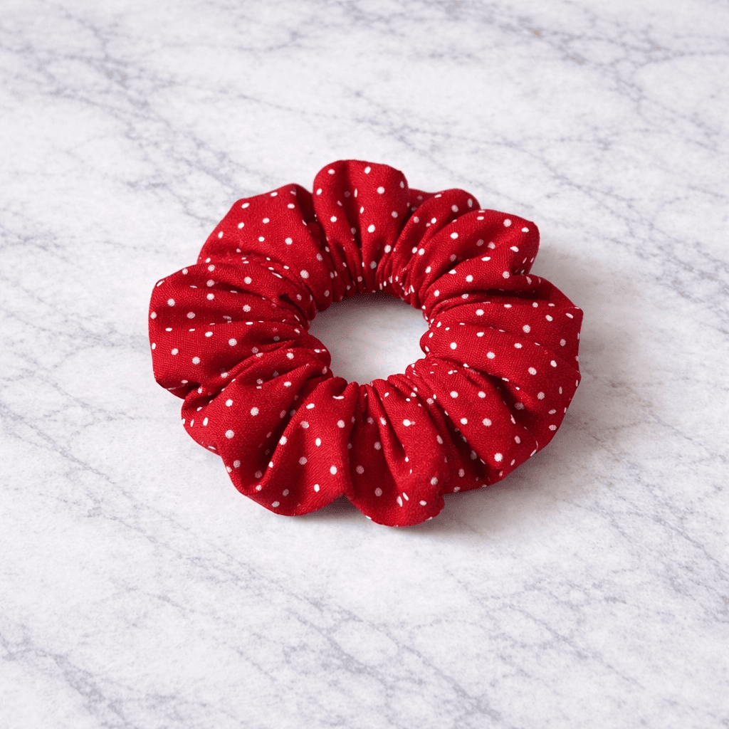 Chouchou rouge à pois blancs - Oboxe