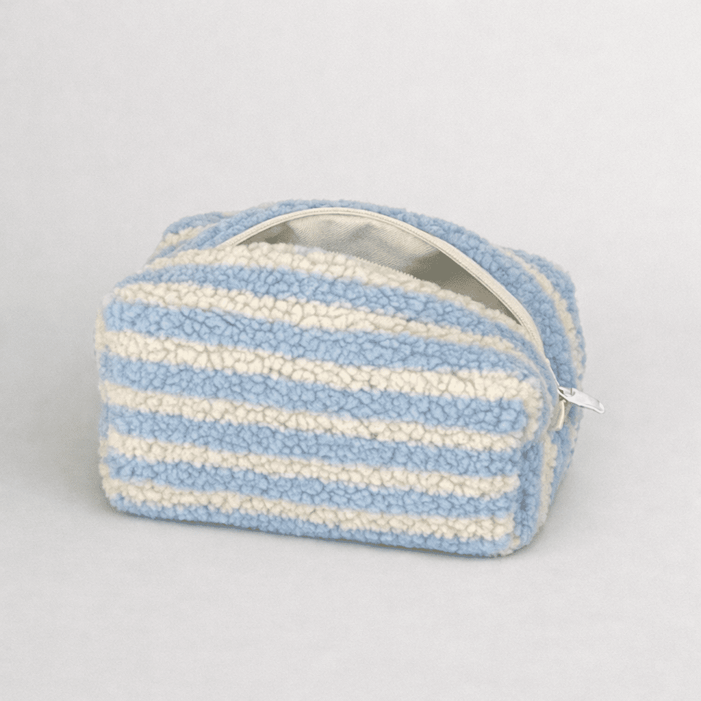 Trousse cocoon rayée bleu & écru - Oboxe