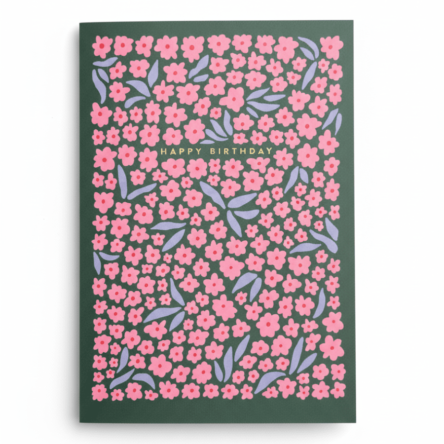Carte D’Anniversaire Fleurie - Oboxe