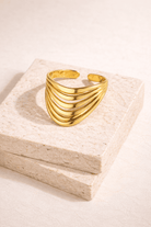 Bague Ajustable Architecture Moderne - Dorée - Oboxe