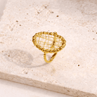 Bague Ovale à Grille – Dorée - Oboxe