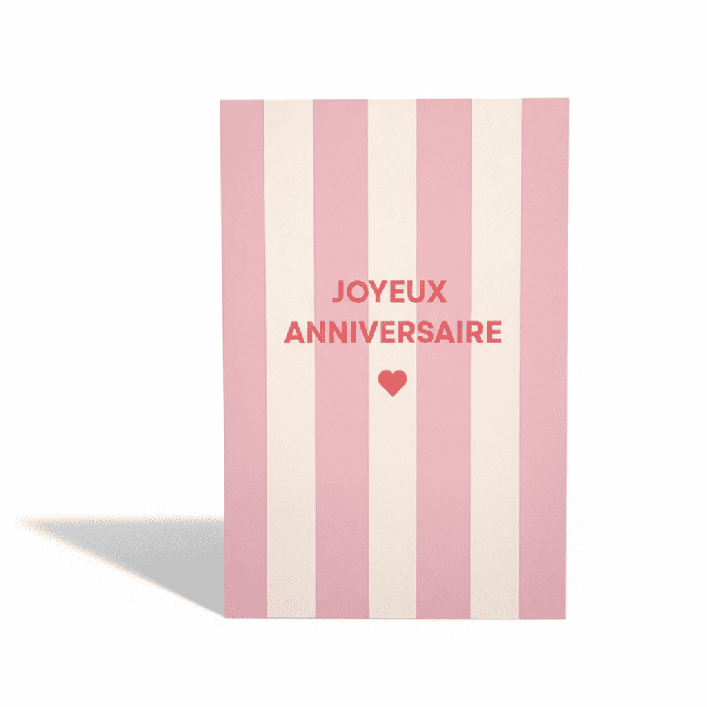Carte “Joyeux Anniversaire” – Rayures Roses - Oboxe