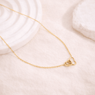 Collier Chaîne Fine avec Doubles Cœurs et Strass – Doré - Oboxe