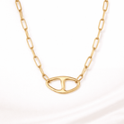 Collier avec Pendentif Ovale Séparé Martelé – Doré - Oboxe