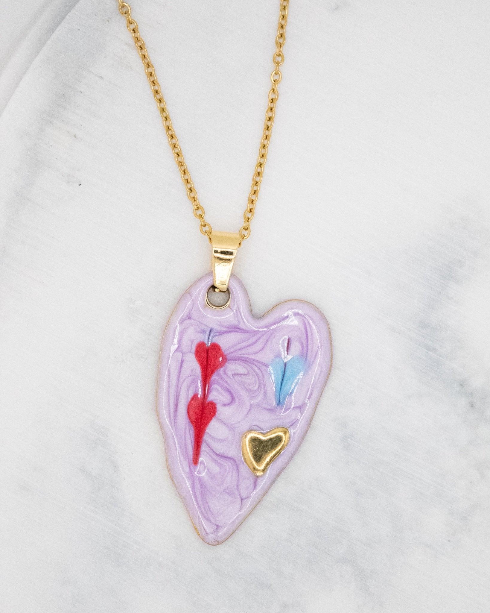 Collier Coeur Dali - Violet - Oboxe