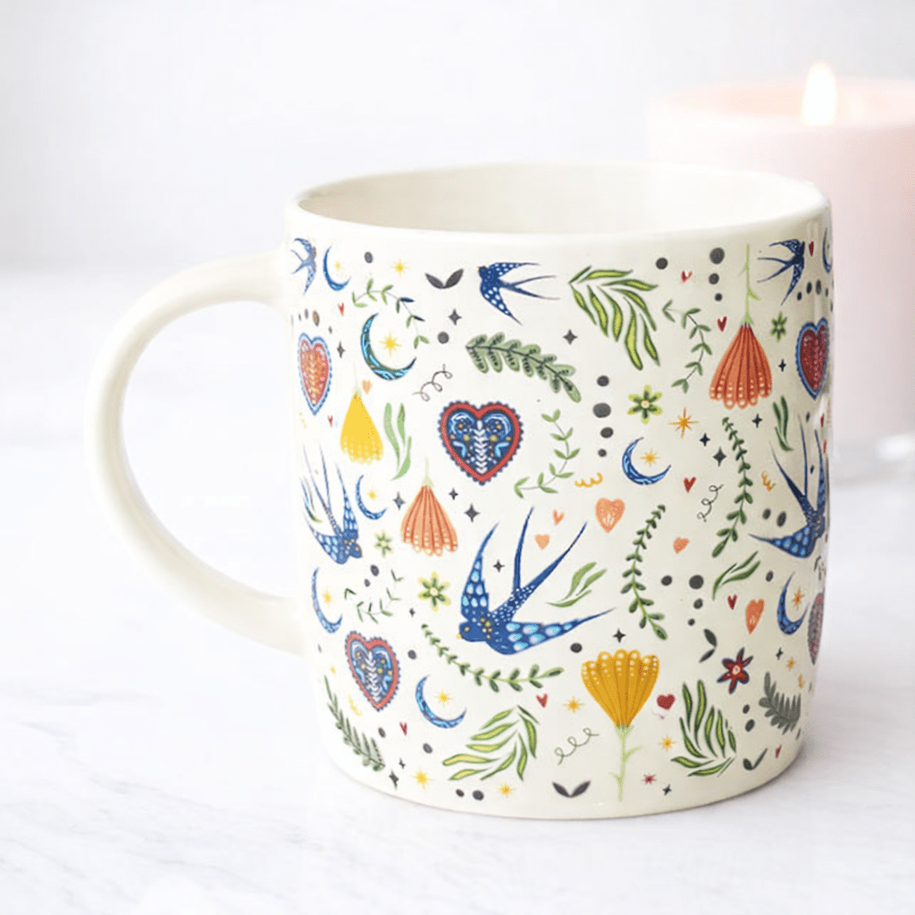 Mug Creme à Motif Folklorique - Oboxe