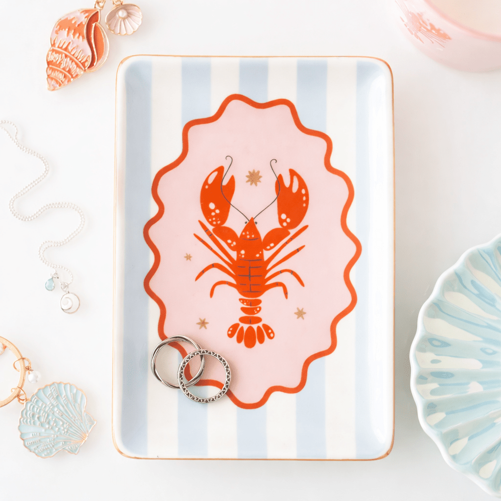 Plat Décoratif à Motif Homard Côtier - Oboxe