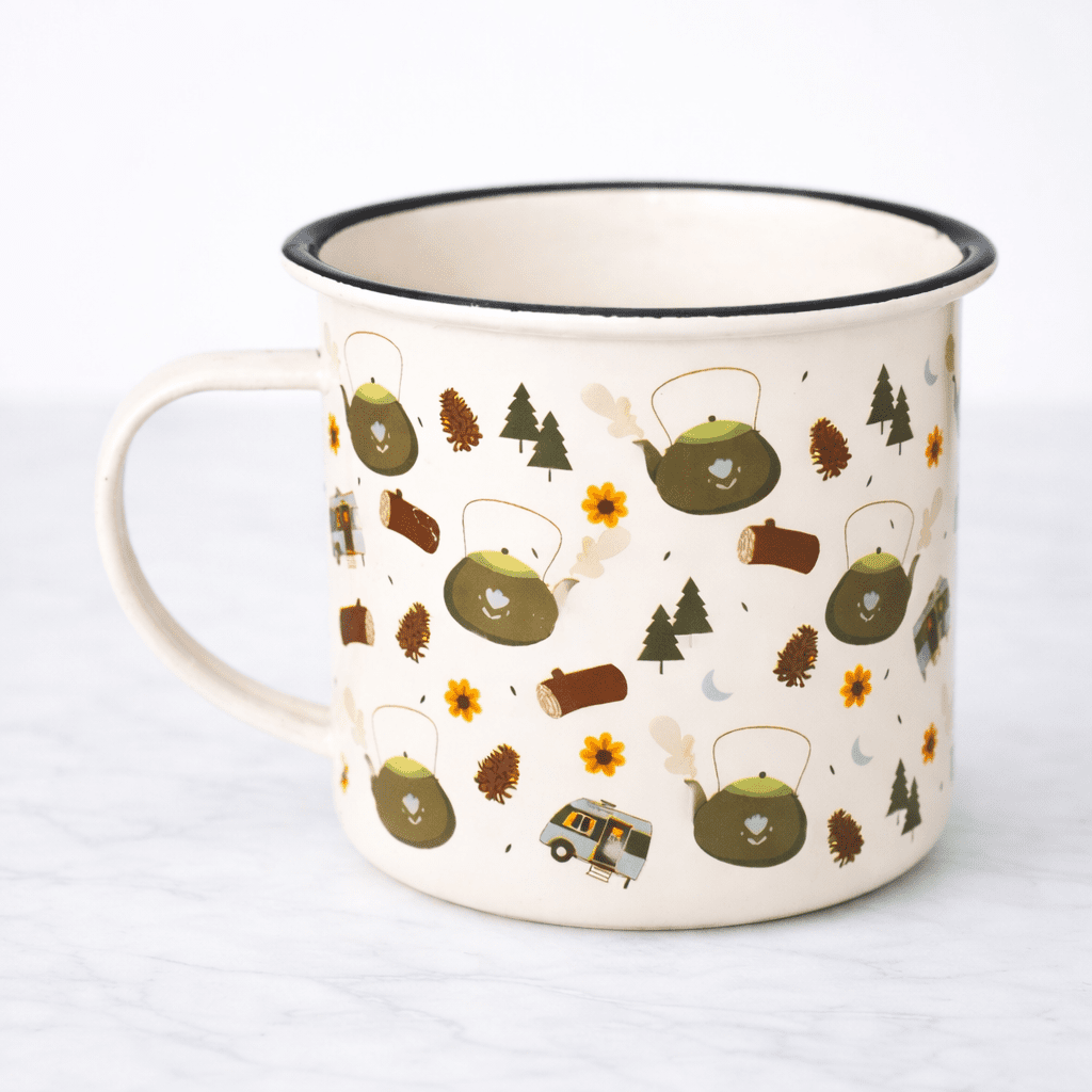 Tasse Émaillée à Motif Camping - Oboxe