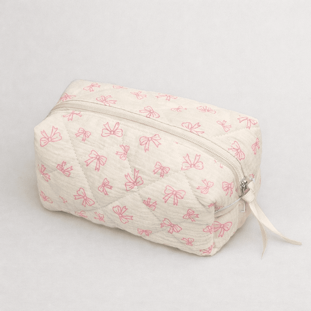 Trousse matelassée nœuds roses - Oboxe