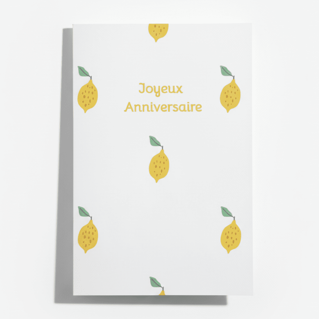 Carte “Joyeux Anniversaire” – Motif Citrons - Oboxe