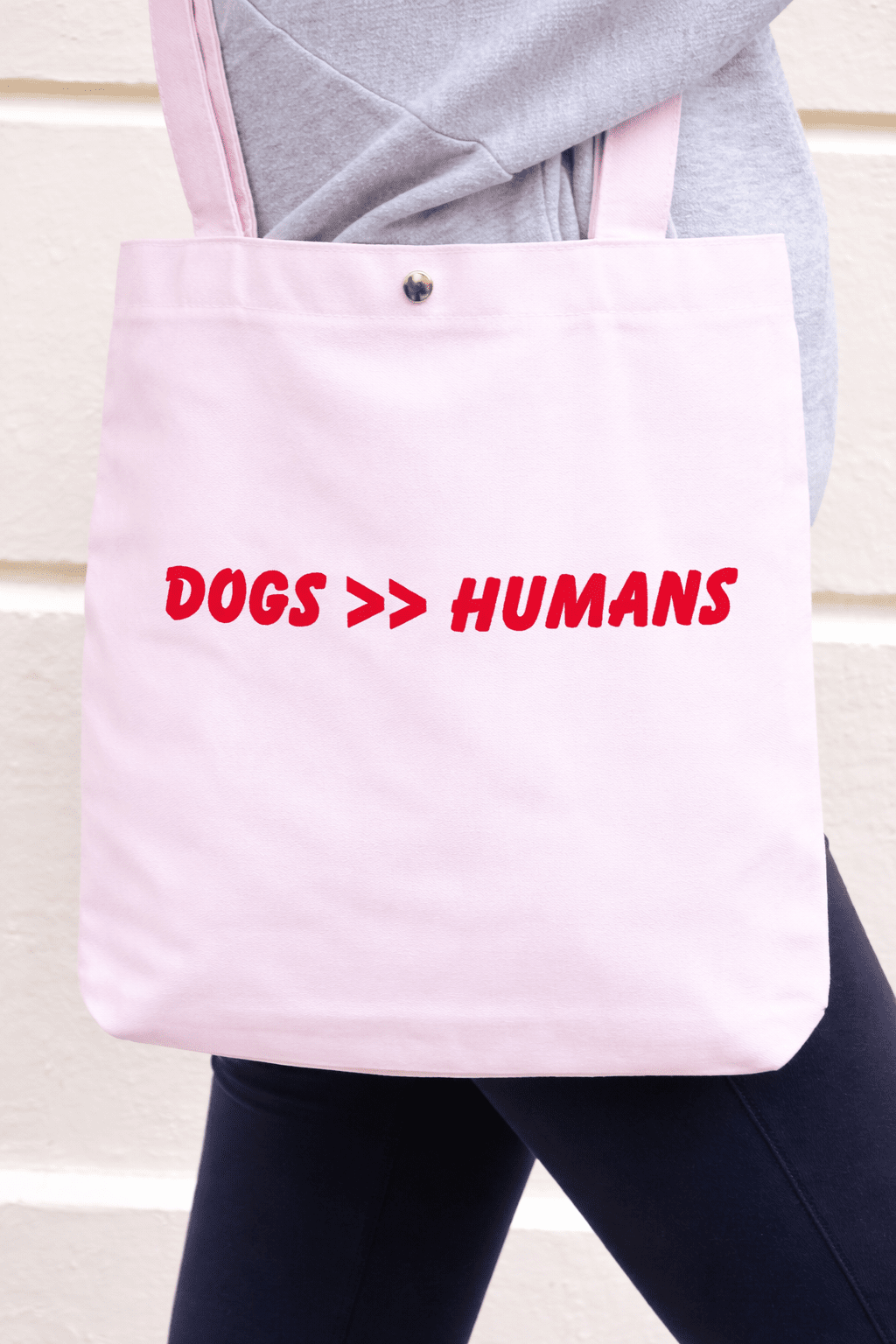 Tote Bag "Dogs >> Humans" – Rose - Oboxe